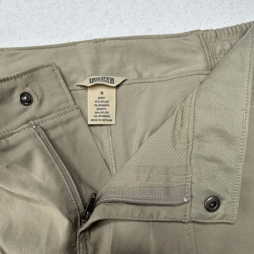 Duluth Trading Skort Womens 6 Dry On The Fly Beige Active Skirt/Shorts Gorpcore